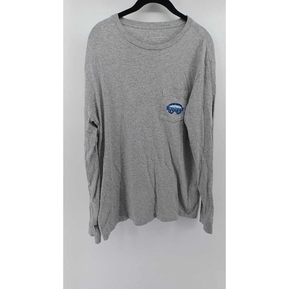 Vineyard Vines Men's Pullover T-Shirt Long Sleeve Size M Gray Round Neck.